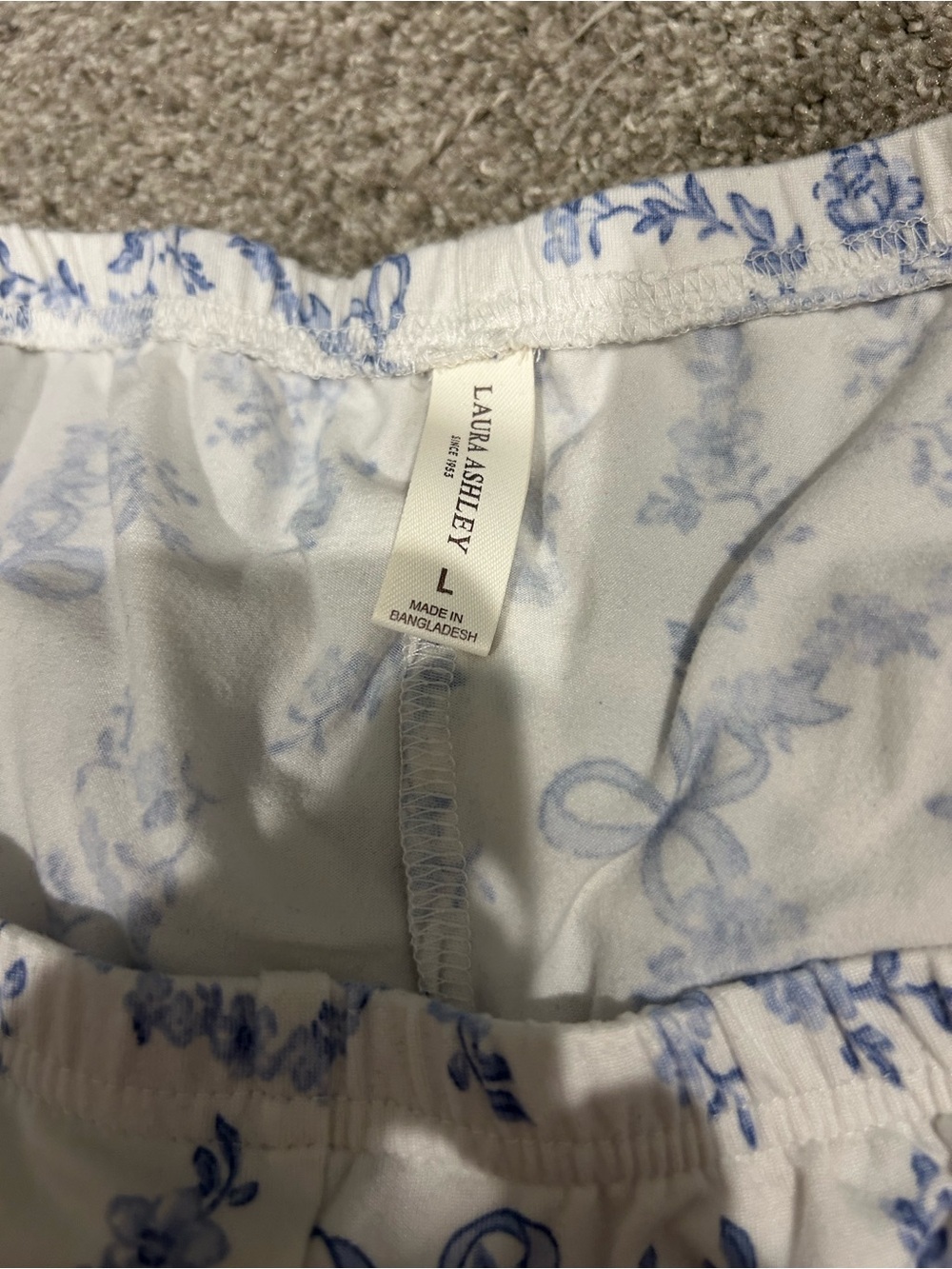 Ashley Lauren Light Blue Floral Short Pajama Set - 2-Piece - Picture 11 of 12